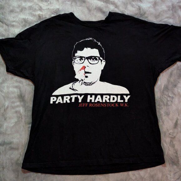 Jeff Rosenstock Andrew W.K. Parody Shirt "Party Hardly" Black XL T-Shirt - Picture 2 of 4